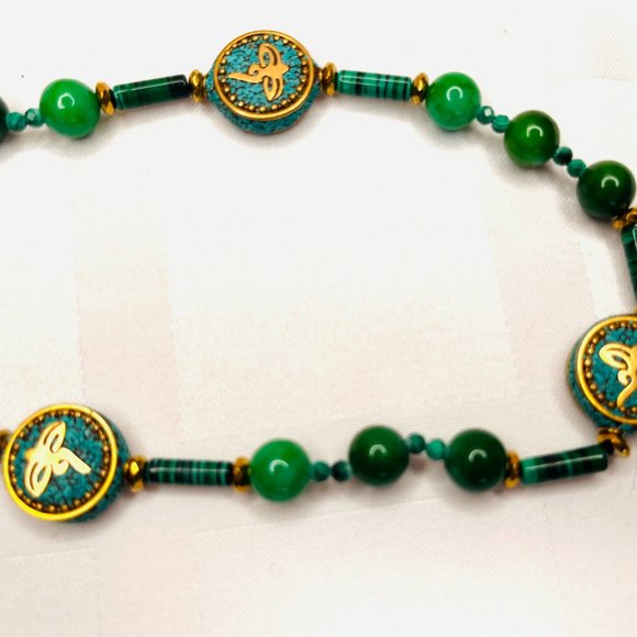 💚 Handmade Jade & Malachite Necklace – Tibetan Ethno Style by Sana Biden - Picture 3 of 6